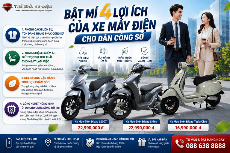 BẬT MÍ 4 LỢI ÍCH CỦA XE MÁY ĐIỆN CHO DÂN CÔNG SỞ