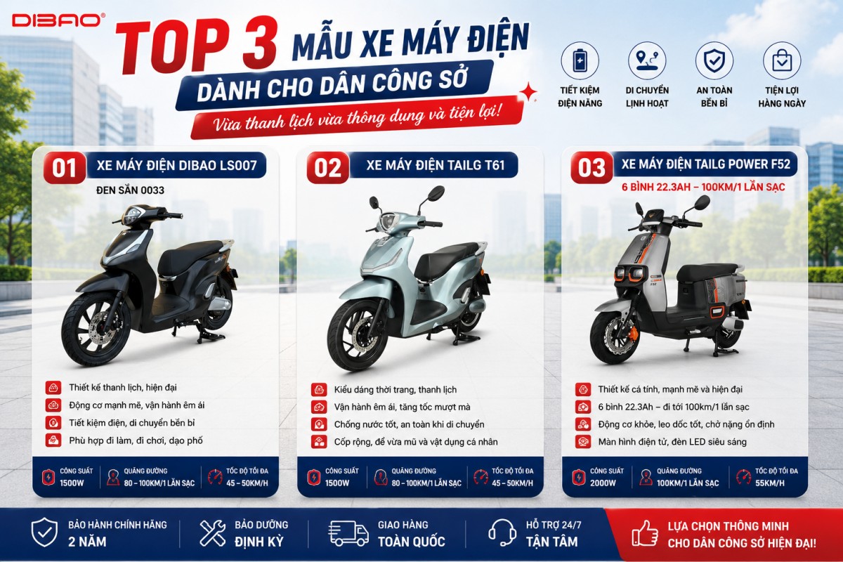 TOP 3 MẪU XE MÁY ĐIỆN DÀNH CHO DÂN CÔNG SỞ – VỪA THANH LỊCH VỪA THÔNG DỤNG VÀ TIỆN LỢI 2026!